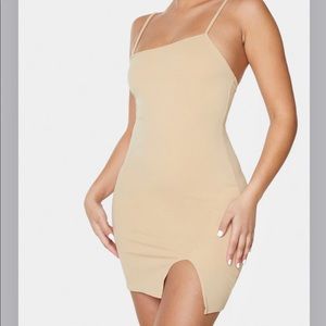 Stone Strappy Split Hem Bodycon Dress